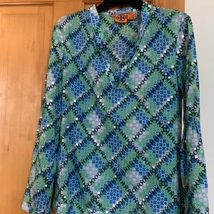 Long sleeve Tory Burch sequin blouse - size 8 - very good condition
